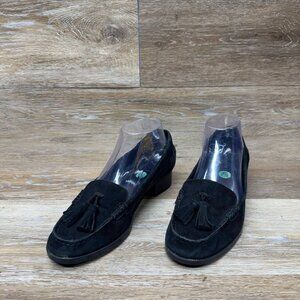 Lauren Ralph Lauren Pomona Black Suede Tassel Slip-On Loafers Women's Size 7.5